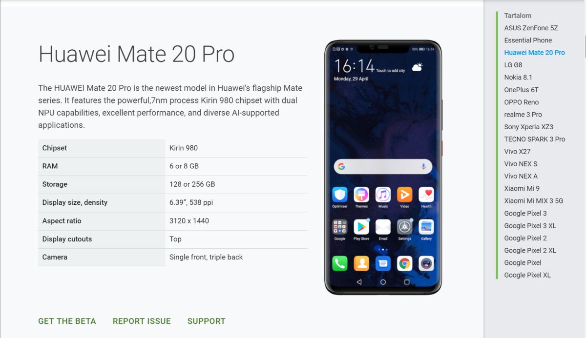 Huawei Mate 20 Pro Android Q Beta 3