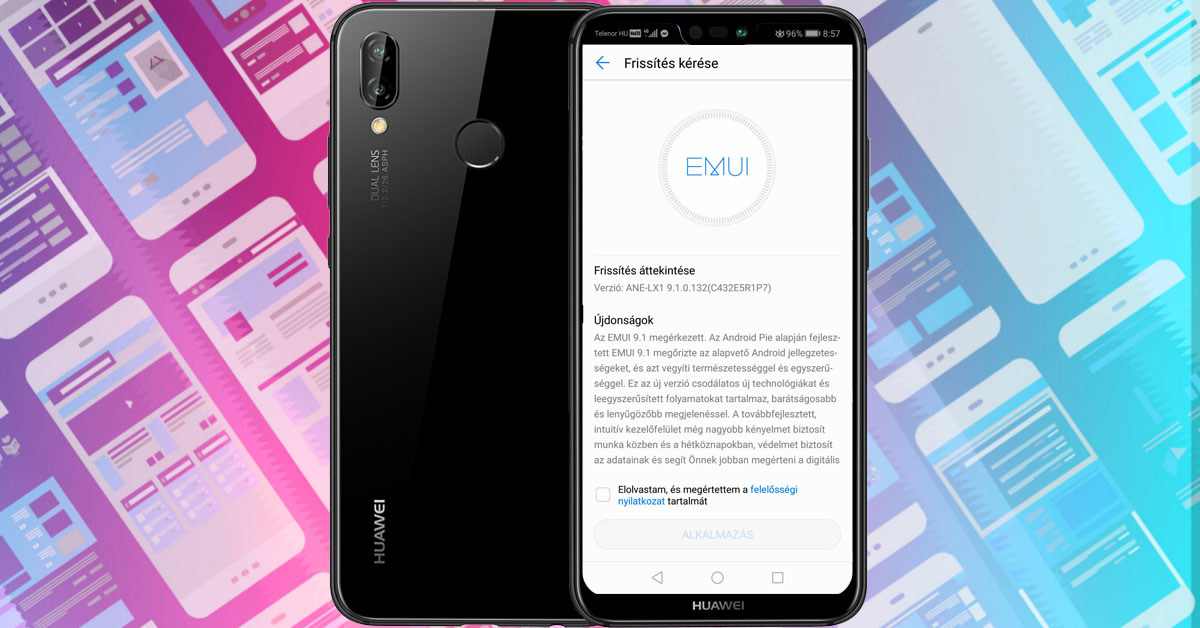 Huawei P20 Lite Android 9.0 és EMUI 9.1 frissítés