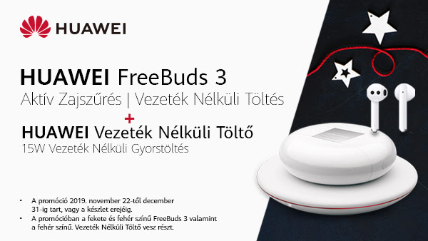 Huawei Freebuds 3 ráadás Huawei CP60 vezeték nélküli töltővel